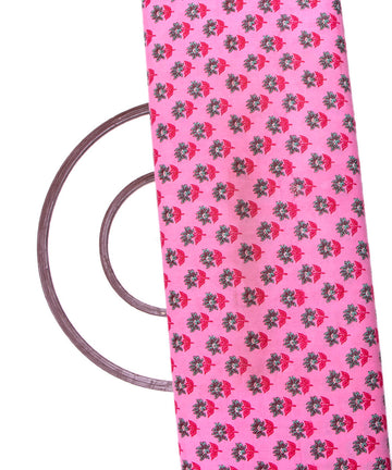 Pink Colour Floral Print Cotton Fabric